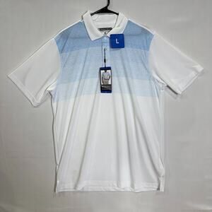 Pebble Beach‎ Men’s L NWT White Blue Dry-Luxe Performance Golf Polo